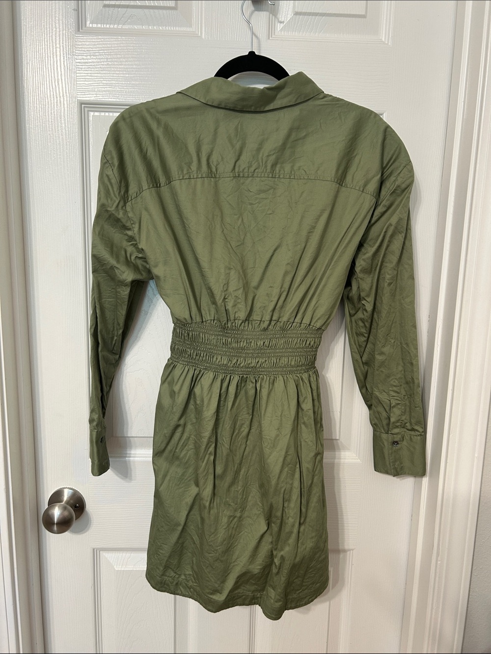 Intermix Olive Green Tie-Waist Mini Shirt Dress - Picture 6 of 8